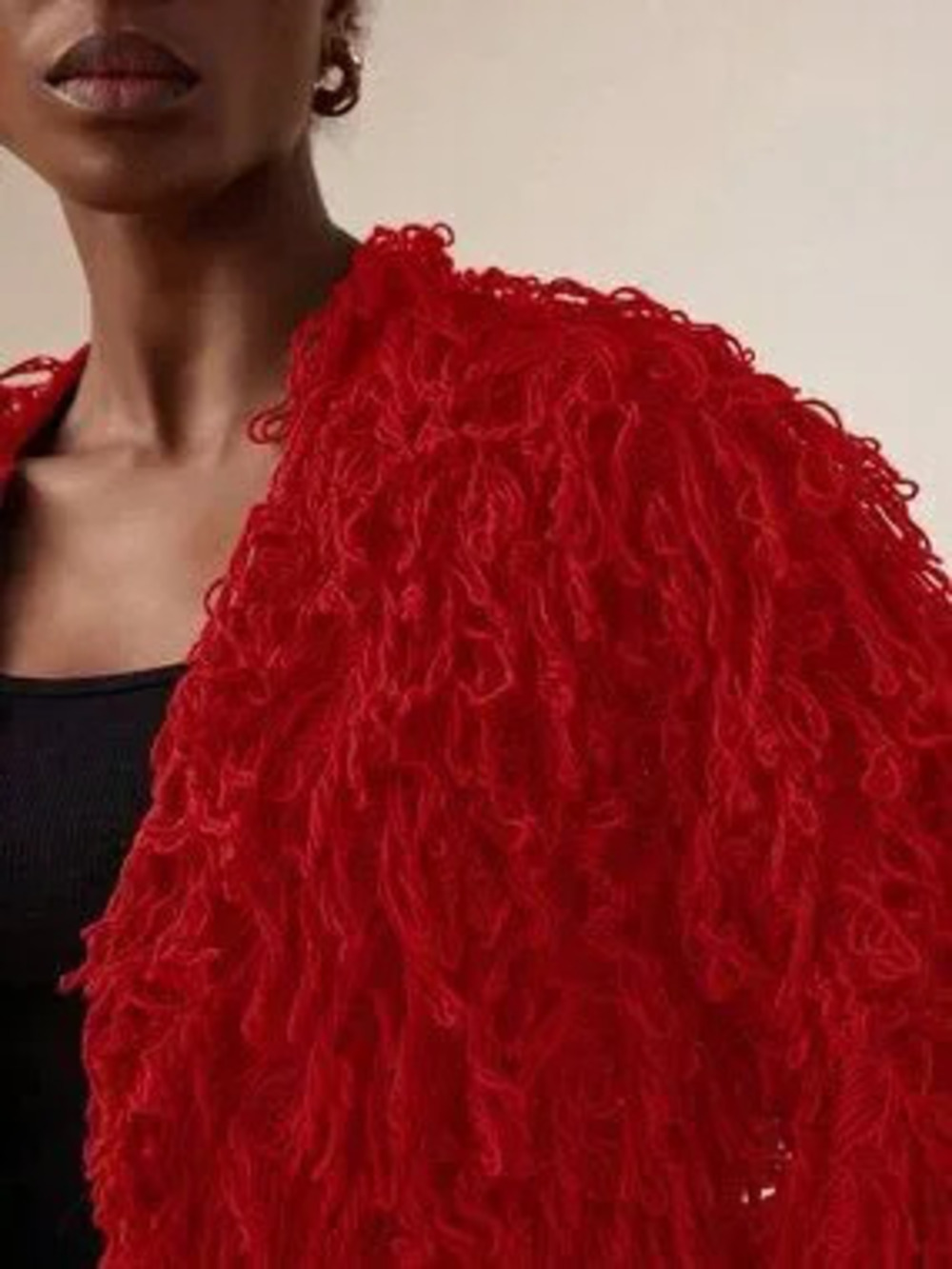 ZARA Red Casual Women's Fringe Decor Long Sleeve Cardigan